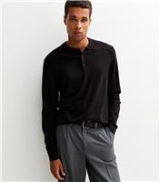 Men's Black Regular Long Sleeve Polo Top New Look