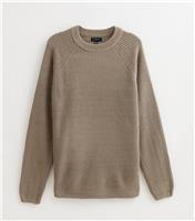 Men's Mink Regular Fisherman Knit Crew Neck Jumper New Look