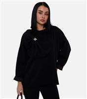 Women's Black Embellished Bow Detail Top Gini London New Look