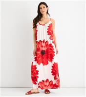 Women's White Floral Print Scoop Neck Maxi Dress Gini London New Look