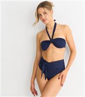 Women's Navy Halterneck Bikini Top Gini London New Look