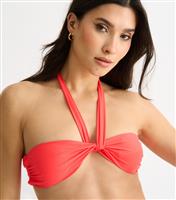 Women's Bright Orange Twist Detail Bikini Top Gini London New Look