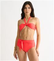 Women's Bright Orange Tie Front Bikini Bottoms Gini London New Look