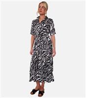 Women's Black Printed Midi Dress Gini London New Look