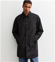 Men's Black Regular Fit Button Front Car Coat New Look