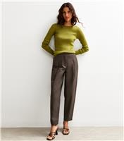 Women's Dark Grey Barrel Leg Twill Trousers New Look