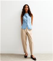 Women's Stone Barrel Leg Twill Trousers New Look