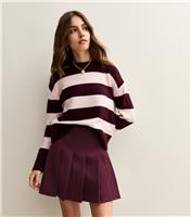 Women's Burgundy Pleated Mini Skirt New Look