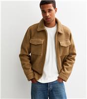 Men's Brown Regular Fit Boucle Texture Jacket New Look