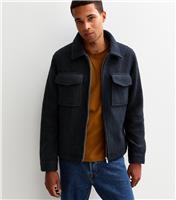 Men's Navy Regular Fit Boucle Texture Jacket New Look