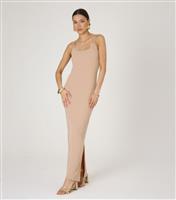 Women's Beige Scoop Ribbed Maxi Dress WKNDGIRL New Look
