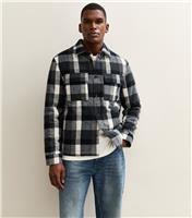 Men's Blue Regular Checked Chest Pocket Shacket New Look