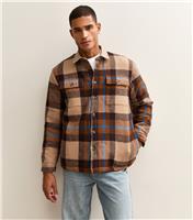 Men's Blue Regular Fit Corduroy Collar Check Jacket New Look