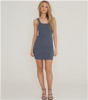 Women's Grey Ribbed Square Neck Mini Dress WKNDGIRL New Look