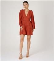 Women's Orange Textured Ruffled Smock Dress WKNDGIRL New Look