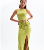 Women's Light Green Cut Out Side Slit Midi Dress New Look