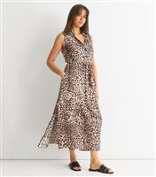 Women's Brown Leopard Print Midi Shirt Dress Gini London New Look