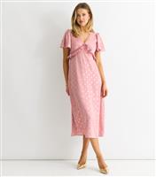 Women's Pink Foil V Neck Midi Dress Gini London New Look