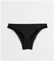 Women's Black Lace Trimmed Brazilian Briefs New Look