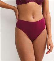 Women's Burgundy Bonded High Waist Micro Thong New Look