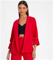 Women's Red Ruched Sleeve Blazer Quiz New Look