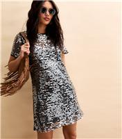 Women's Silver Sequin T-Shirt Dress New Look