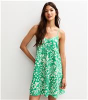 Women's Green Floral Strap V Neck Mini New Look