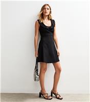 Women's Black Lace Trimmed Collar Mini Dress New Look