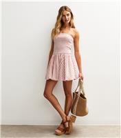 Women's Pink Stripe Bandeau Puffball Mini Dress New Look