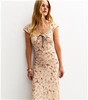 Women's Pink Cowboy Print Scoop Neck Midi Dress New Look