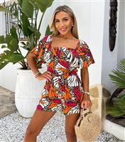 Women's Multicoloured Butterfly Print Square Neck Playsuit AX Paris New Look