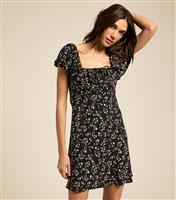 Women's Black Floral Print Square Neck Mini Dress New Look