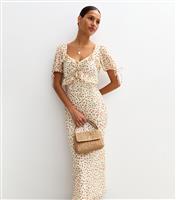 Women's Cream Chiffon Floral Print Midi Dress New Look