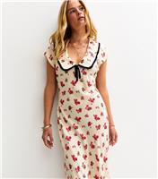Women's White Floral Print Collared Midi Dress New Look