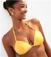 Women's Yellow Halterneck Bikini Top New Look