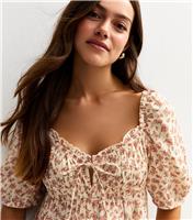 Women's Petite Pink Ditsy Print Milkmaid Top New Look