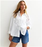 Women's Tall Off White Cutwork Cotton Poplin Shirt New Look