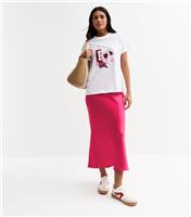 Women's Pink Bias Cut Satin Midi Skirt New Look
