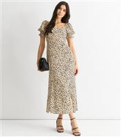 Women's Oatmeal Spot Print Midi Dress Gini London New Look