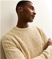 Men's Cream Regular Textured Crew Neck Jumper New Look