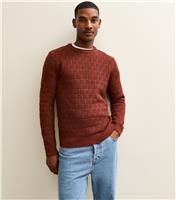 Men's Light Burgundy Regular Textured Crew Neck Jumper New Look