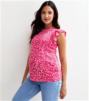 Women's Maternity Pink Patterned Frill Trim Top New Look