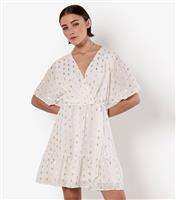 Women's White Peplum Hem Mini Wrap Dress Apricot New Look