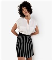 Women's Black Striped Knitted Mini Skirt Apricot New Look