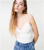Women's White Slinky Twist Bodysuit Pink Vanilla New Look