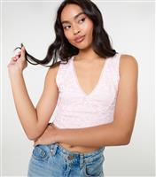 Women's Pink Lace V Neck Crop Top Pink Vanilla New Look