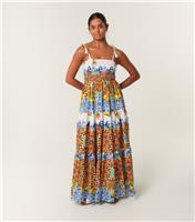 Women's Multicoloured Printed Maxi Dress Blue Vanilla New Look