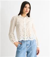 Women's White Broderie Anglaise Shirt Gini London New Look