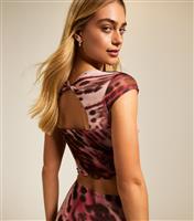 Women's Pink Butterfly Mesh Twist Back Top New Look