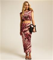 Women's Pink Butterfly Print Mesh Jersey Midi Skirt New Look
